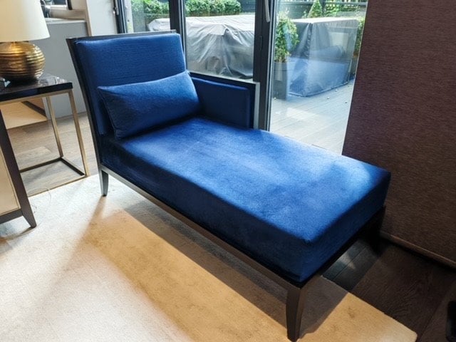 image for Bespoke / Made to measure chaise longue / British made, blue, velvet