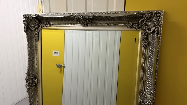 Carved Louis Leaner Silver Mirror