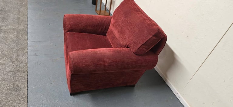 Multiyork®️ Imogen Duck Feather Interlined Wine Red Fabric Loose Cover Armchair Excellent Condition