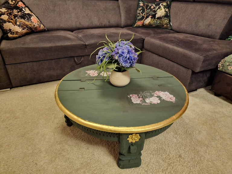 Hand painted solid wood furniture Unique artisan craft  Table Shelf Cubbord 