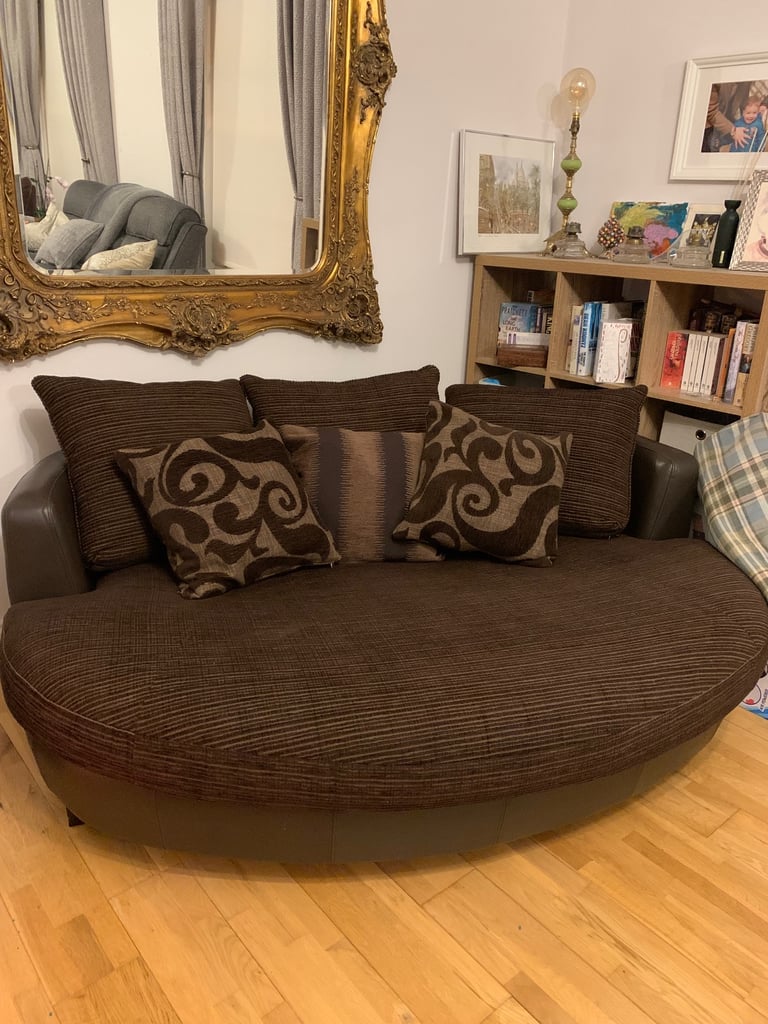 image for Large brown cuddler settee. DFS
