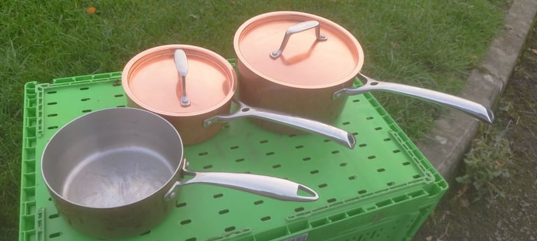 image for #Set of 3 Copper cookware# kitchen equipment #appliances #pan # Pot #Dining #
