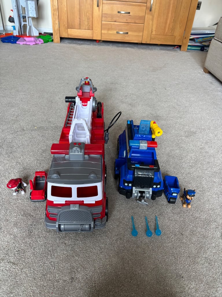 image for Big Paw patrol fire engine and police car 