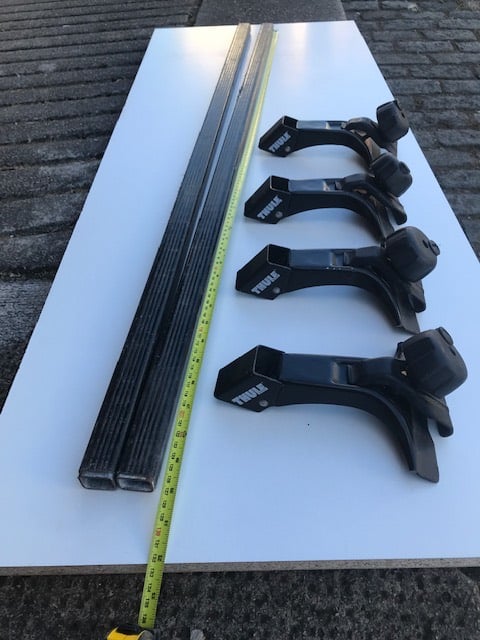 image for Thule car vintage classic roof rack bars and clamps