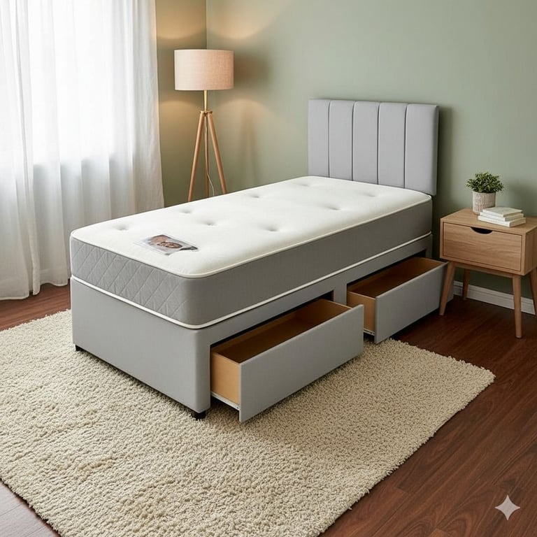 image for Comfy !! New Single Divan beds with Mattress - optional Storage 