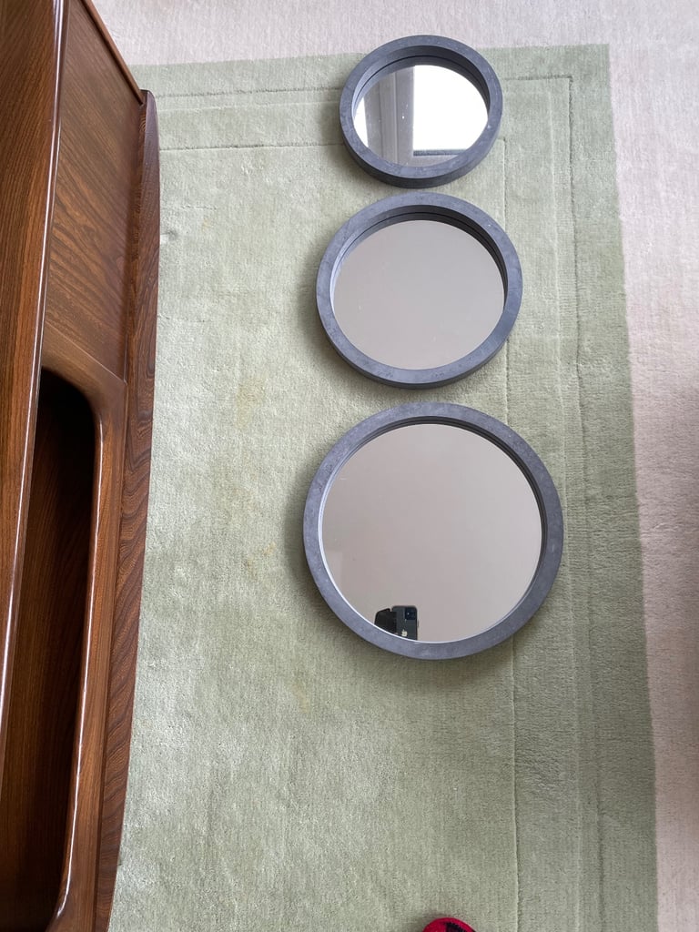 image for Set of 3 x Mirrors with Grey Concrete Effect Surround