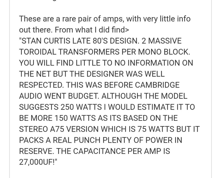  Cambridge a250 monoblock amps
