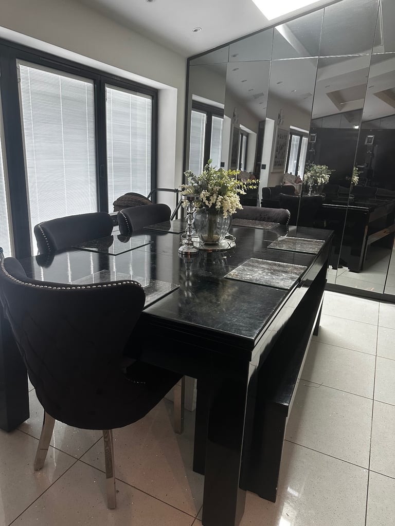 Pool dinning table with 4 chairs and bench 7ft