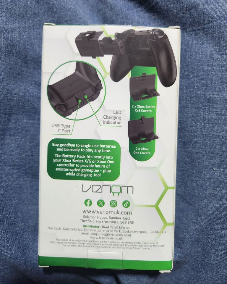 Venom Twin Rechargeable Battery Pack + 3M Charging Cable + Black Version + NEW