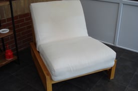 Genuine Futon Linear Single Sofa Bed with cream mattress cover