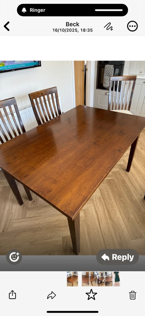 Laura Ashley dining table and 6 chairs 