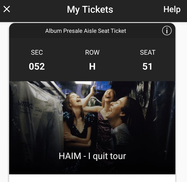 Haim, 2 tickets, Glasgow 31/10/25, £140