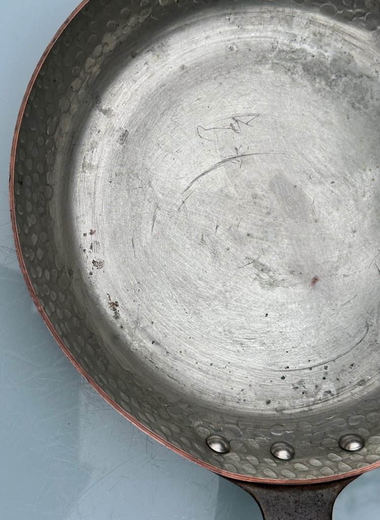 VINTAGE FRENCH COPPER FRYING PAN, 24cm, SBS GRANDE CUISINE FABRICATION FRANCAIS - WILL POST!