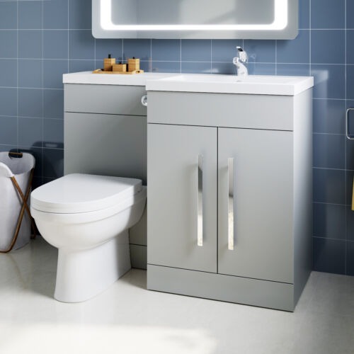 New Grey Right Hand Basin Vanity Unit and D-Shaped Toilet RRP £560 Our Price £370