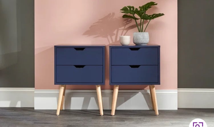 2 Draw Navy bedside table