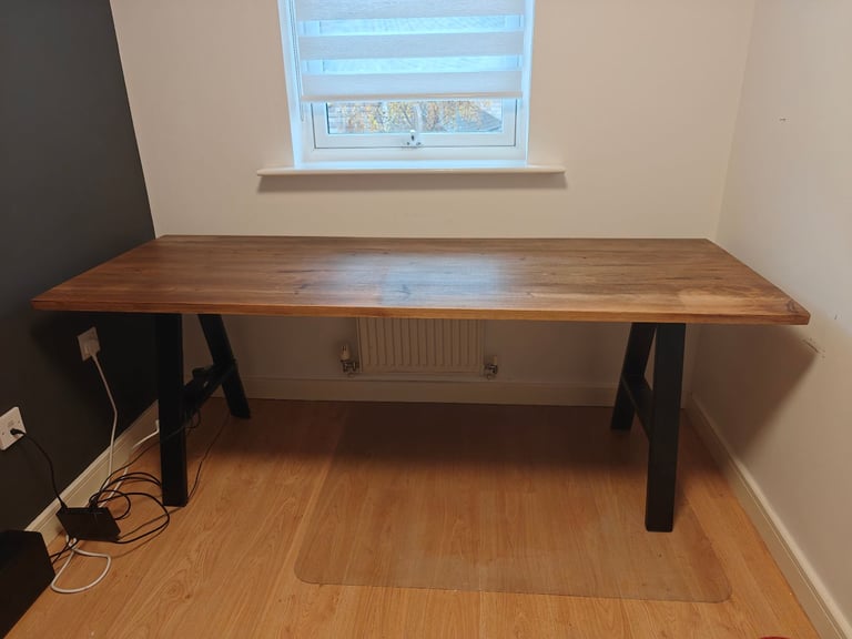 Large custom made solid wood desk 200 x 72.5 cm