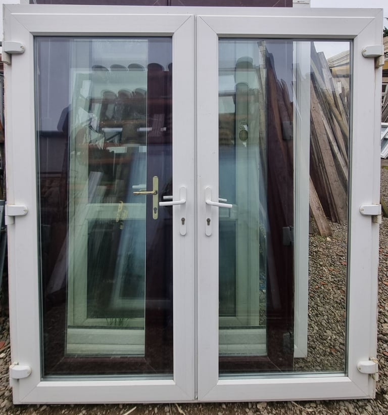 image for Used White Patio Double French Door 1900mm W x 2030mm H Garage Office Shed