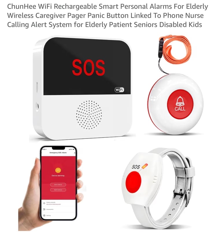image for Wireless Pager Panic Button Calling Alert System for Elderly Patient Seniors Disabled Kids