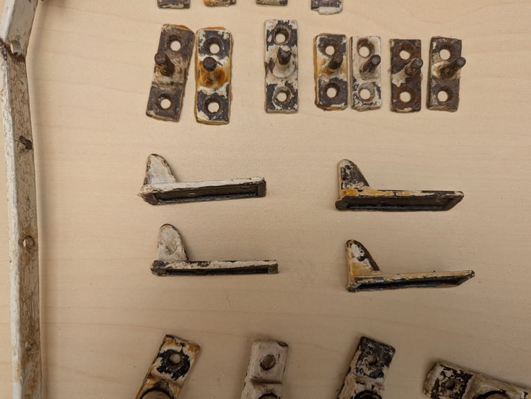 Bundle Vintage 1930's Cast Iron Monkey Tail Window Stays, Window Catches & Posts