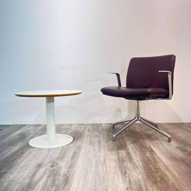 Boss Design Tokyo Lounge Chair – Real Brown Leather – Chrome Armrests & Base