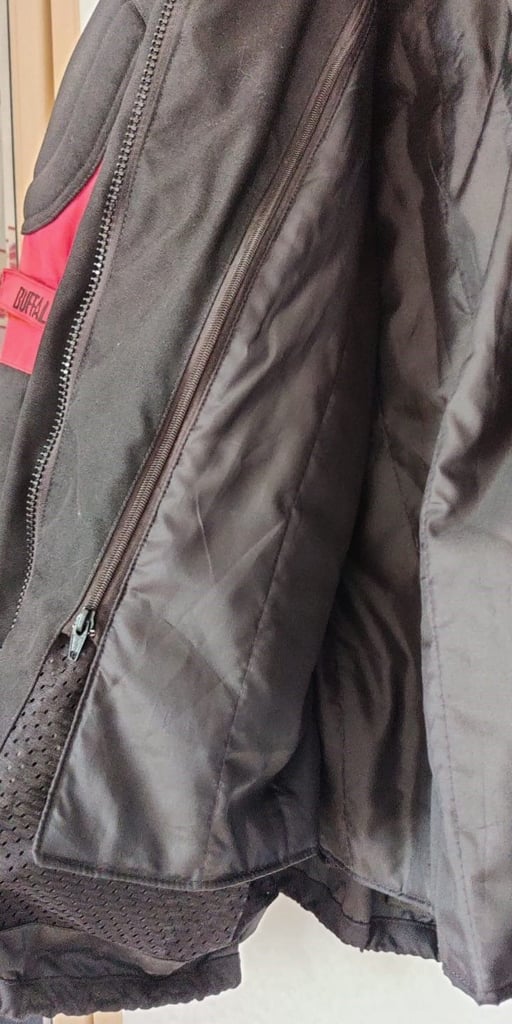 BUFFALO CE Armour Motorcycle Textile Jacket Men's M Black Red Cordura Scotchlite