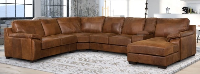 Large 100% Leather Corner Sofa