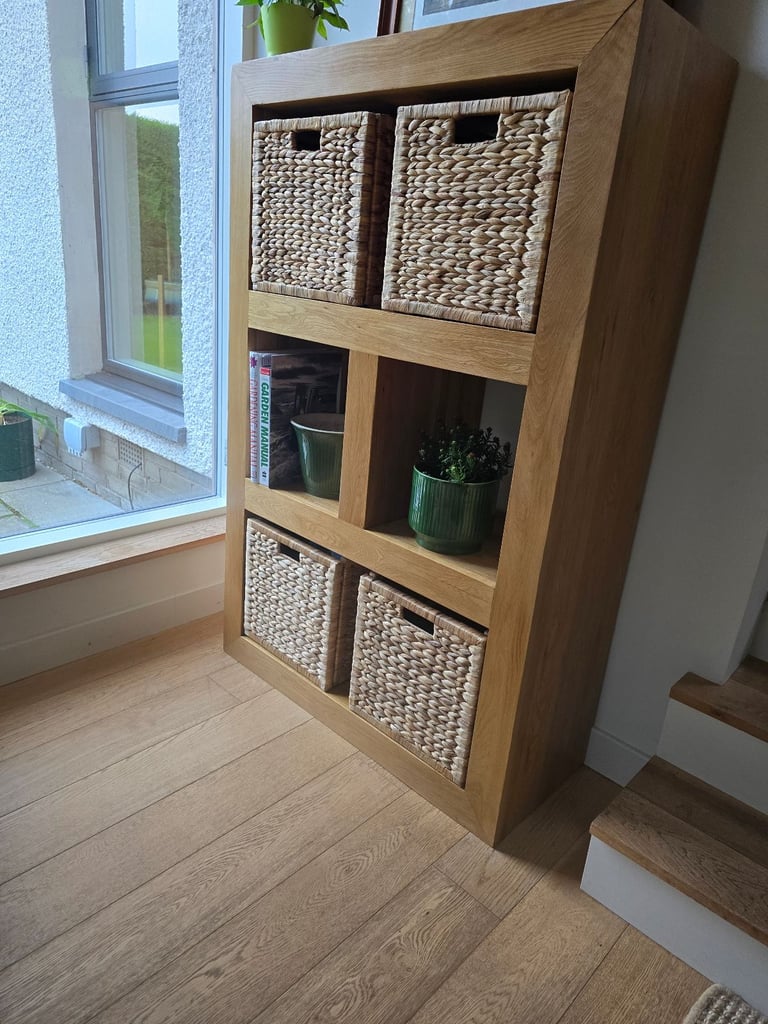Solid oak shelving unit bookcase ex Studio 1