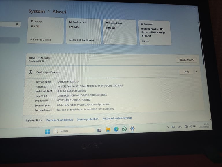 💻 Acer Aspire A315-32-P2WW Laptop
