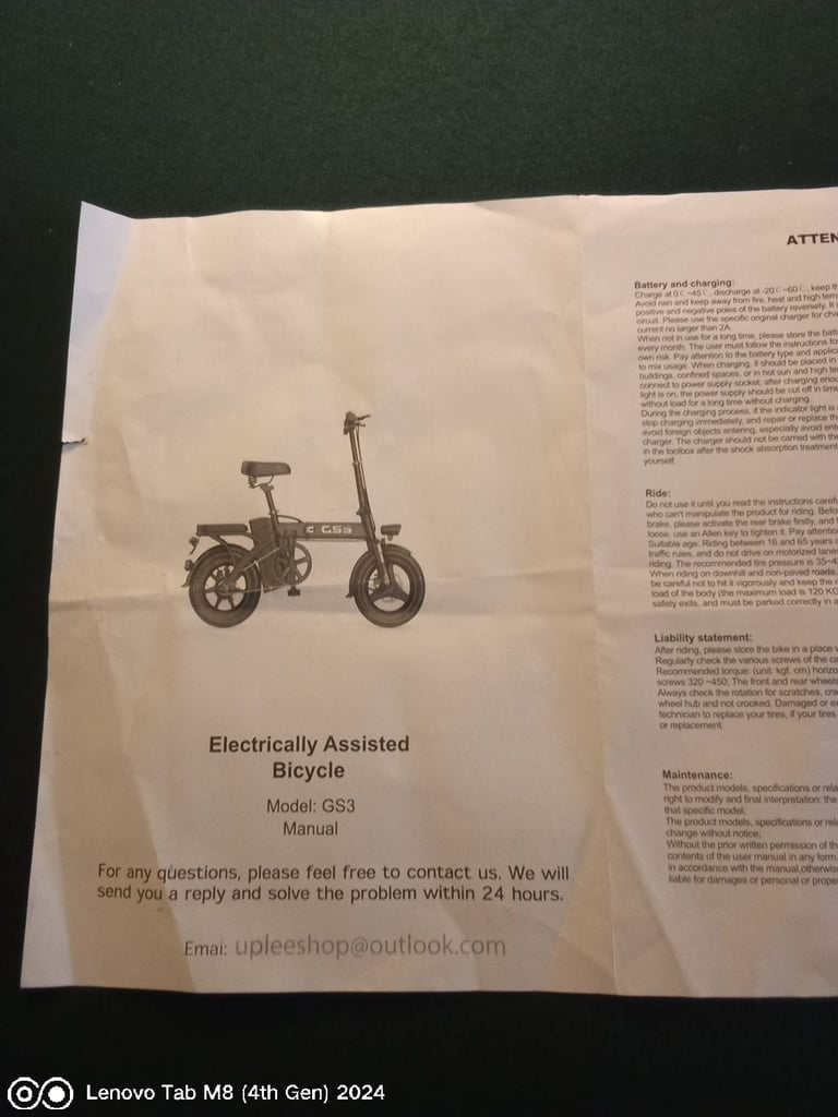 Electrically assisted bicycle