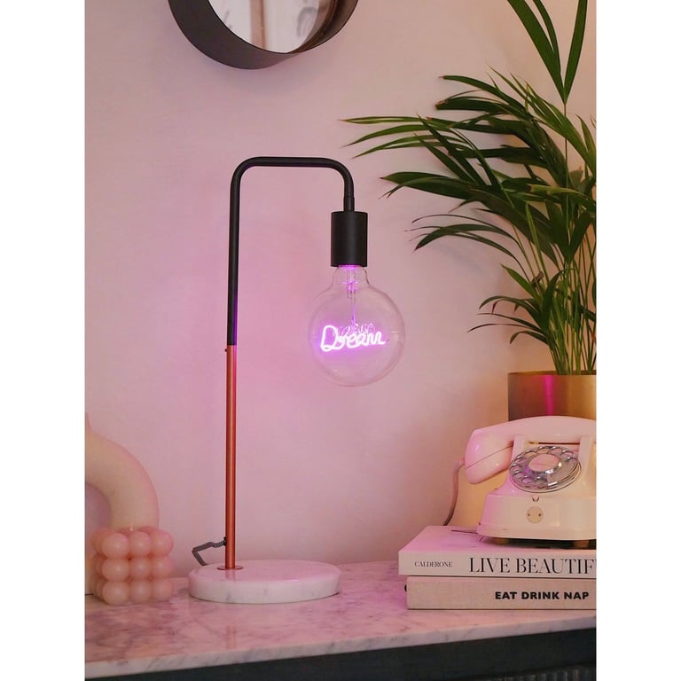 STEEPLETONE PINK DREAM LIGHT BULB & TABLE LAMP 