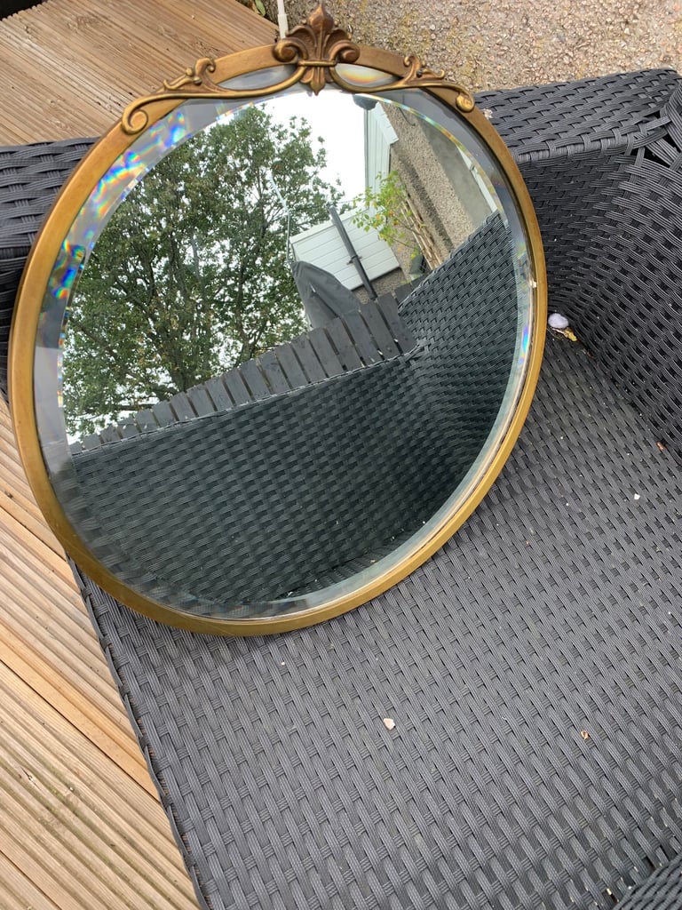 Vintage French art deco oval mirror 47 cm
