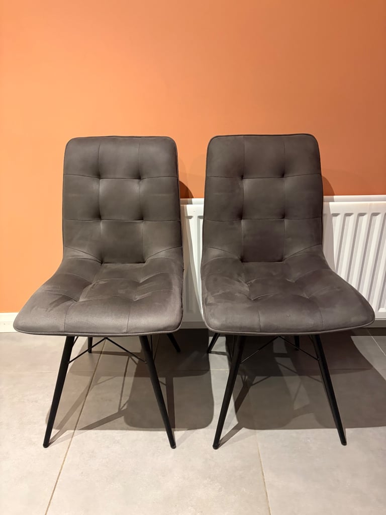 image for 2 Grey Fabric Dining Chairs