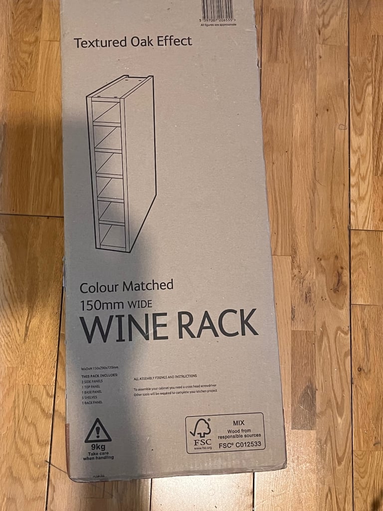 New boxed textured oak wine rack 
