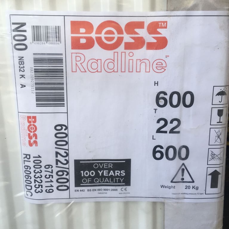 image for RADIATOR - BOSS RADLINE 600MM X 600MM White Type 22 (double panel) Convector Radiator
