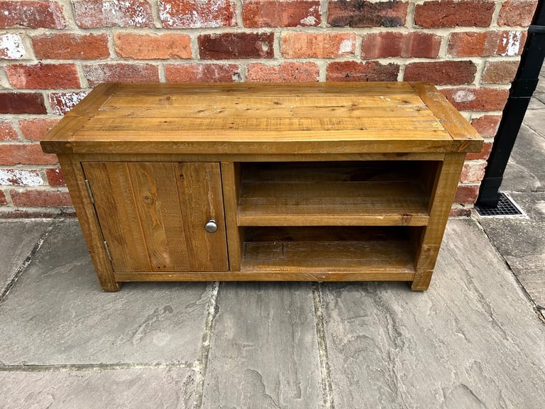 Rustic Solid Pine TV Stand - Good Condition 
