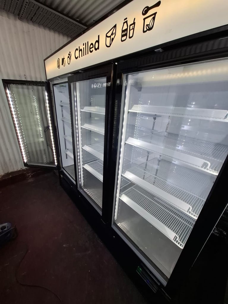 Commercial upright display glass fridge or freezer cafe shop restaurant supermarket 