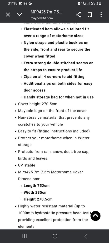 Motorhome Cover, new.