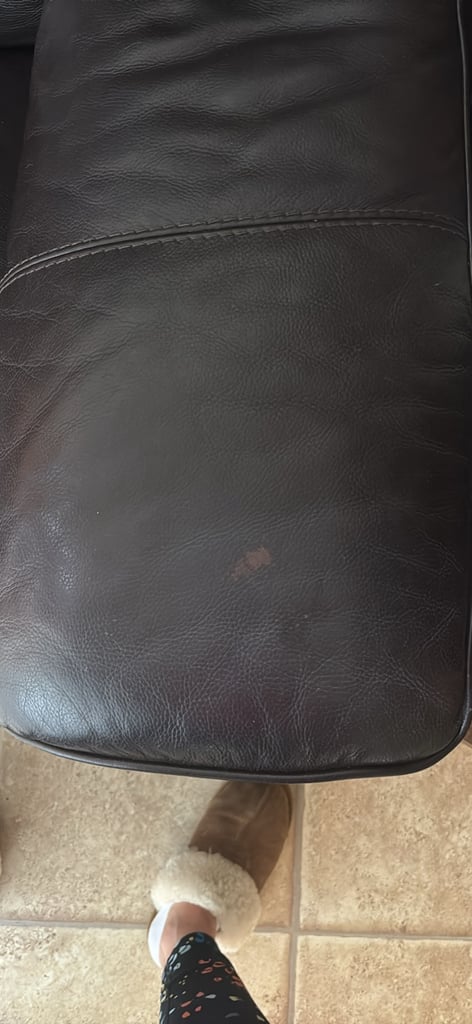 2 x 3 seater reclining brown leather sofa with usb