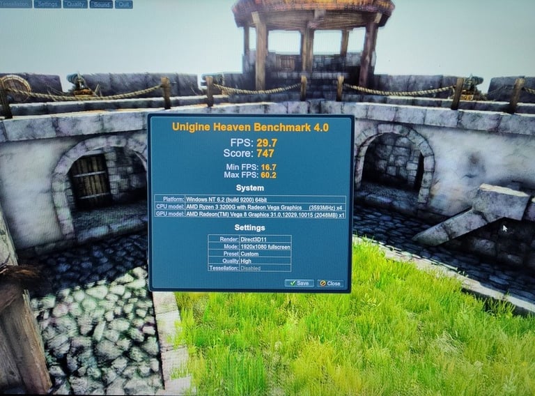   CPU AMD Ryzen 3 3200G Used with Radeon Vega Graphics