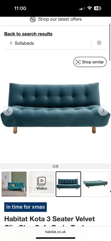 Habitat click clack sofa bed - teal