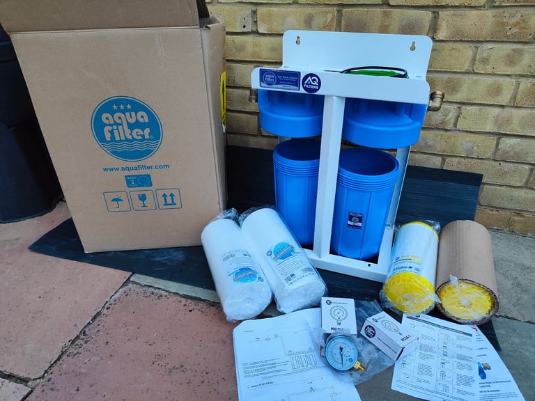 image for AQUAFILTER 10&quot; Big Blue Whole House Water Filter System + Water Softening Filters NEW