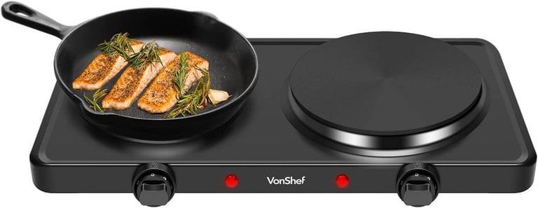 image for brand new boxed Portable Electric Hot Plate Double with Dual Temperature Controls, 2500W,