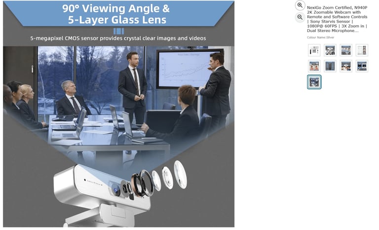 NexiGo Zoom Certified, N940P 2K Zoomable Webcam with Remote|| Brand new 50% off price 