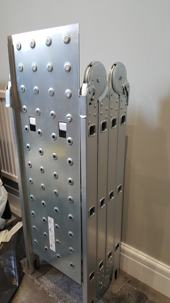 image for SONGMICS 3.5 m Ladder, Multi-Purpose Aluminium Ladder with 2 Metal Plates  vgc