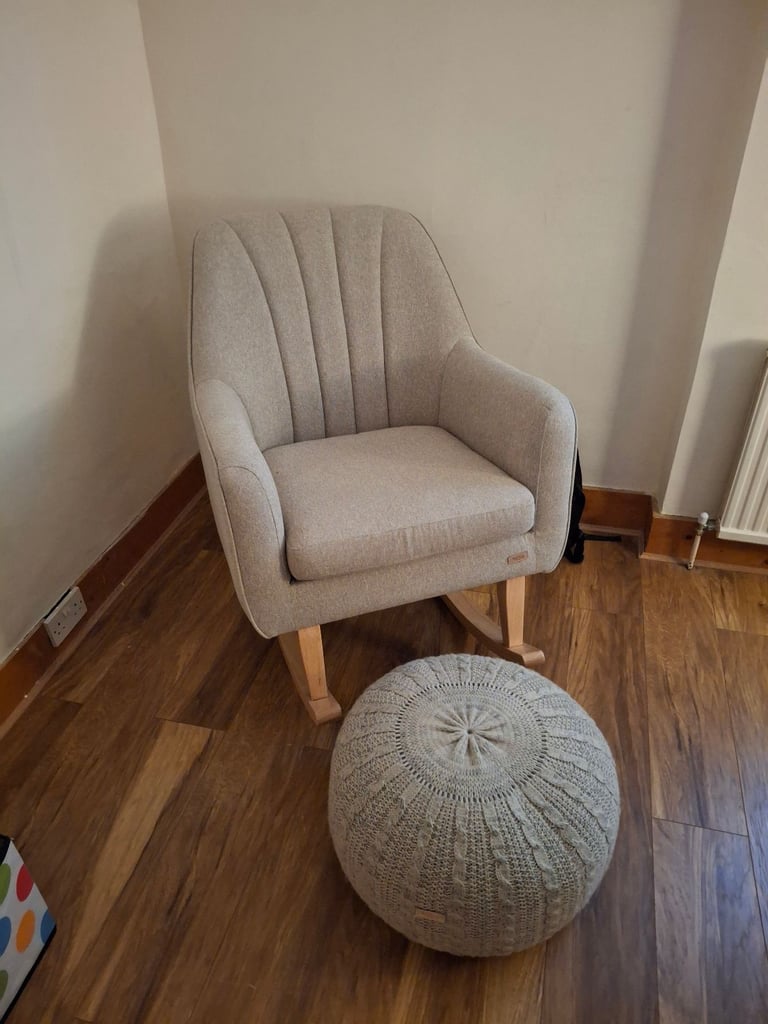 image for Tutti Bambini Noah Rocking Chair and Pouffee is Stone