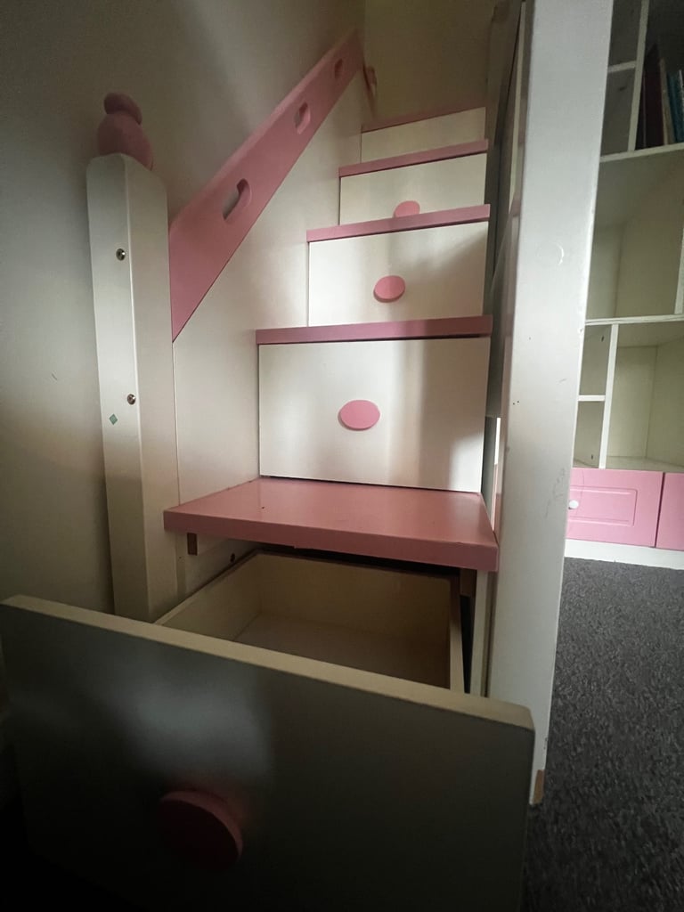 Bunk bed wardrobe desk, table and chair