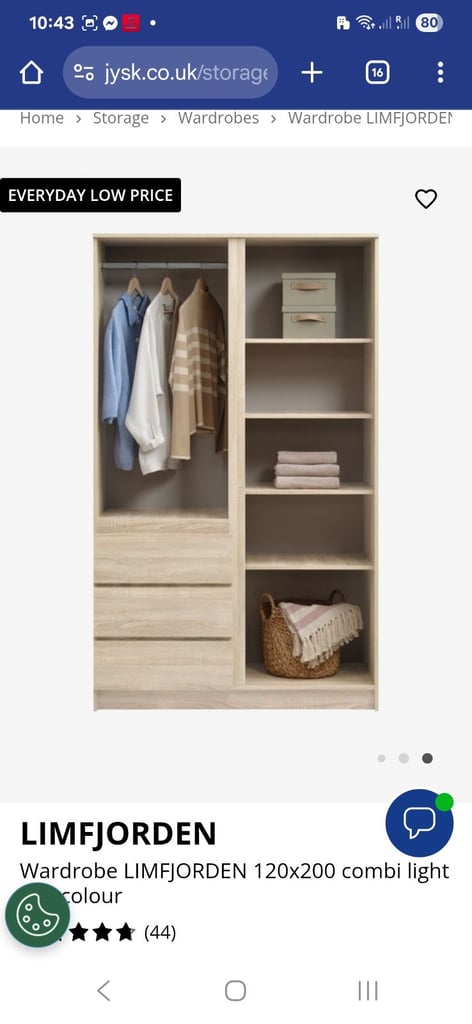 Wardrobe 120x200 light oak colour f