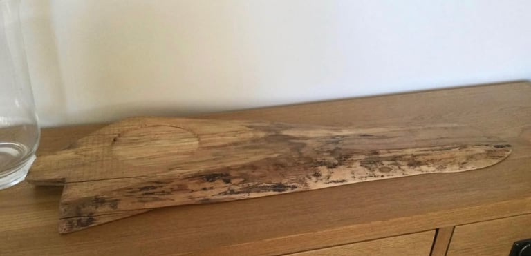 Oak Ornate Centre Piece with Glass Vase Candle Holder