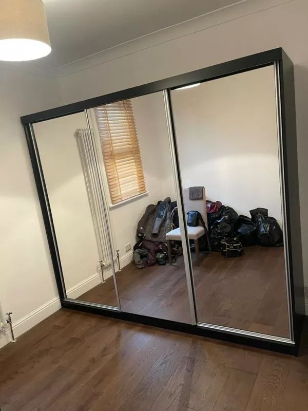 Brand New Modern Design Chicago Milan 2 to 3 Doors Sliding Wardrobe with Full Mirrors 6 Sizes