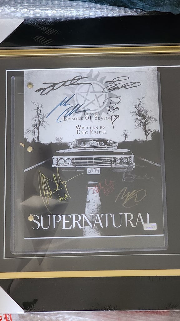 Signed supernatural memorabilia frame 